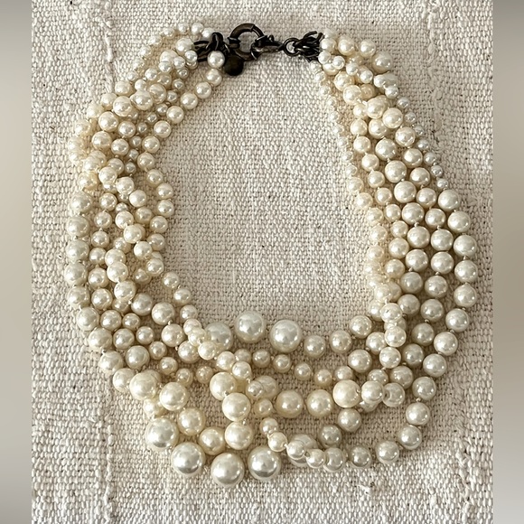 J. Crew Jewelry - J.Crew Five Strand Layered Twisted faux Pearl Necklace